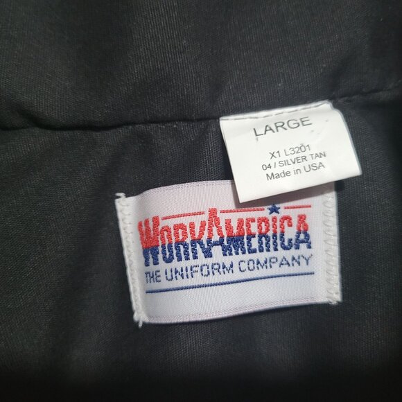 Work America Uniform Button Front Shirt Mens Size Large Beige Long Sleeve New - Picture 4 of 5